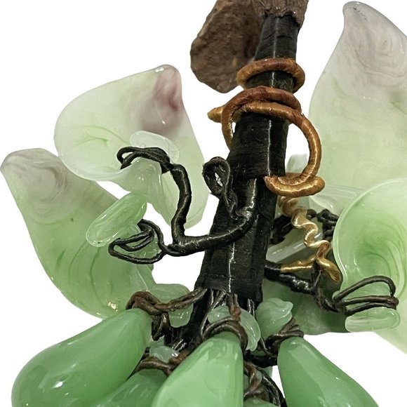 Vintage 1950s Peking Art Glass Chinese Jade Grape Cluster with Leaves Green Rare - Picture 8 of 9